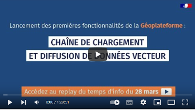 Replay - Temps d'infos du 28 mars -   Lancement des premières fonctionnalités de la Géoplateforme : chaîne de chargement et diffusion de données vecteur