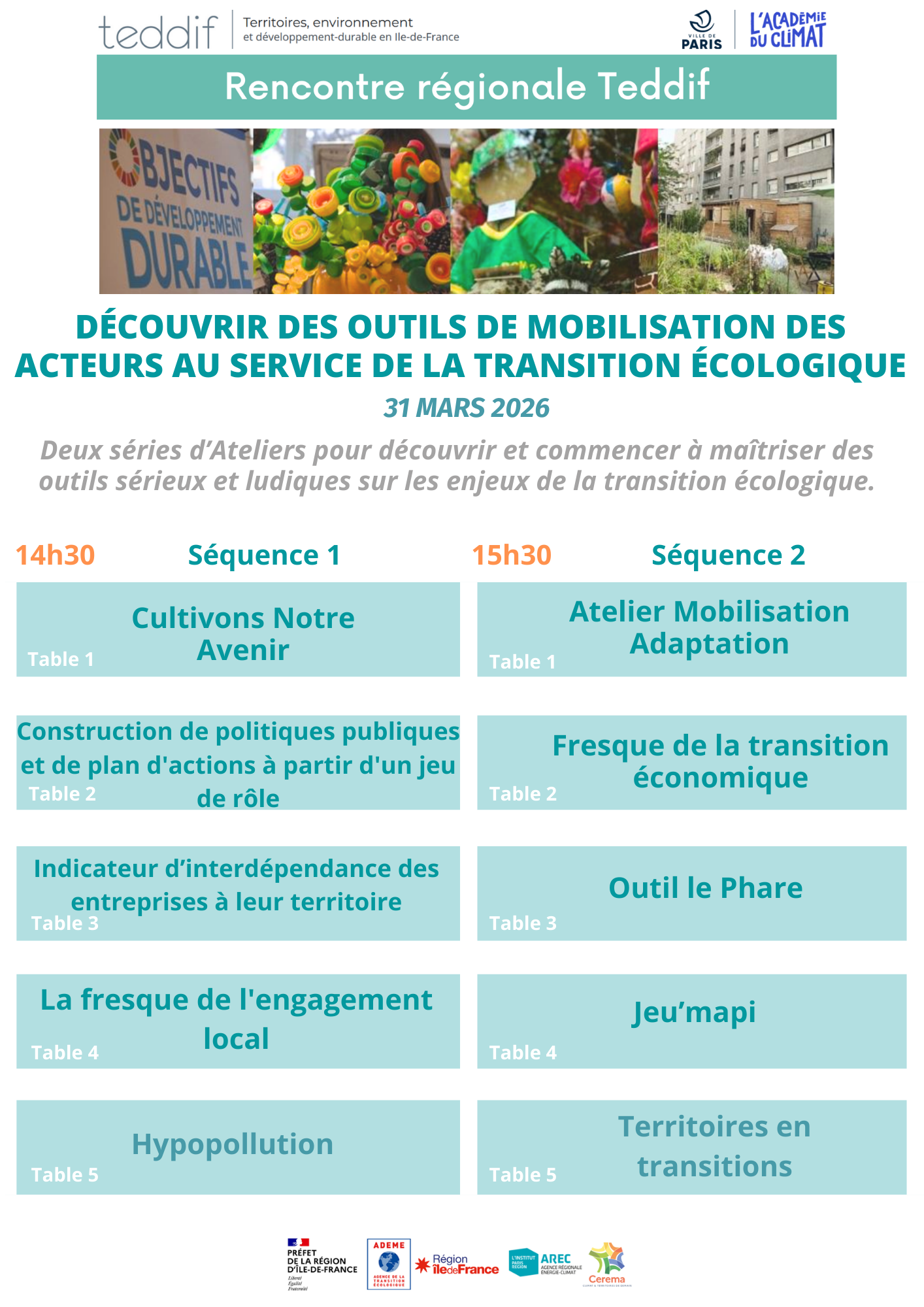 Teddif - rencontre régionale - programme séquence outils