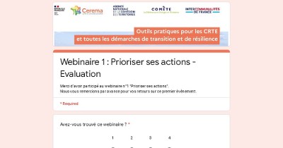 Evaluation : Webinaire 1 : Prioriser ses actions - Evaluation